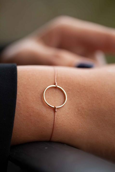 String bracelet with small circle in yellow gold - Redline - 0++
