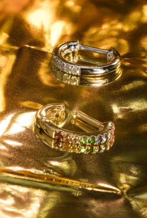 Pendiente Si Joli Mini Creole Rainbow Oro Amarillo - Redline - 0++