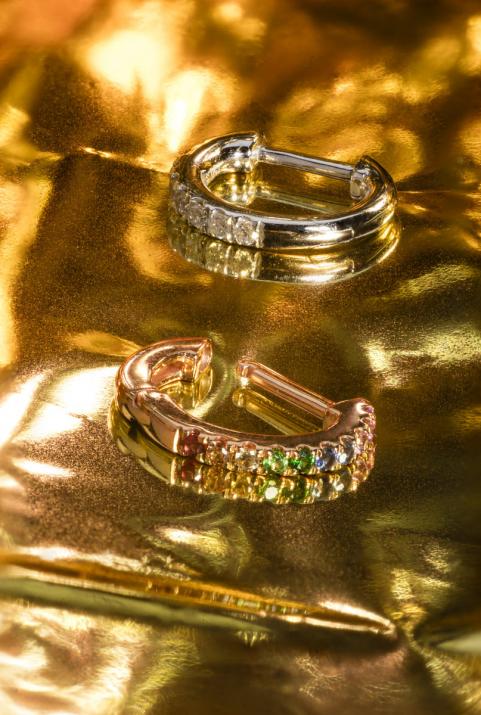 Pendiente Si Joli Mini Creole Rainbow Oro rosa - Redline - 0++