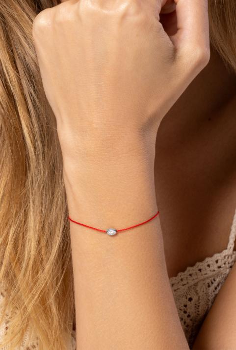 String bracelet with 0.05ct diamond in eyes-shaped 925 silver - Redline - 0++