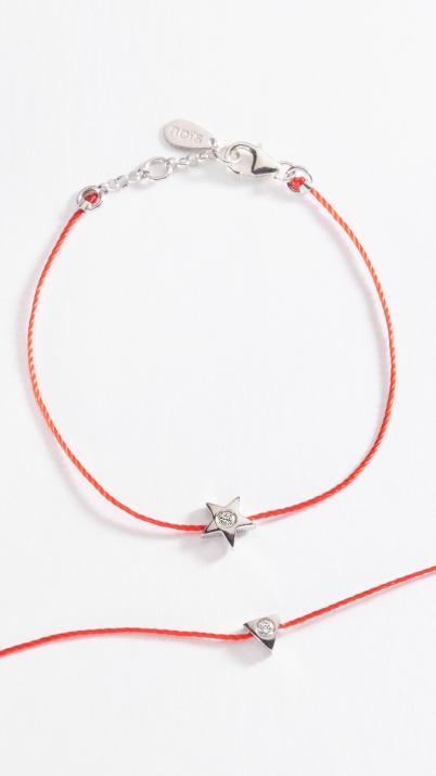 String bracelet with 0.05ct diamond in triangle-shaped 925 silver - Redline - 0++