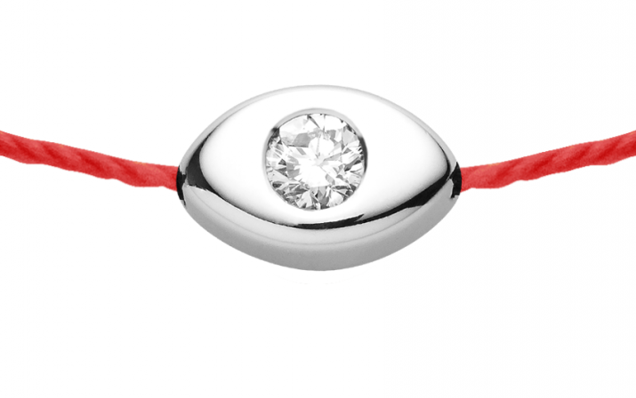 String bracelet with 0.05ct diamond in eyes-shaped 925 silver - Redline - 0++