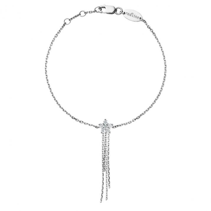 White gold tassel chain bracelet with diamonds on a star - Redline - 0++