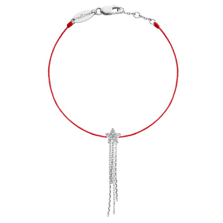 String bracelet with diamonds on a star and white gold tassel - Redline