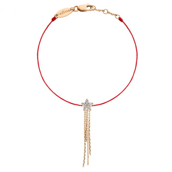 String bracelet with diamonds on a star and rose gold tassel - Redline