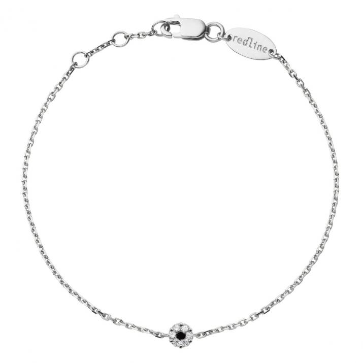 Chain bracelet with black diamonds and a white diamond in white gold cluster style setting - Redline