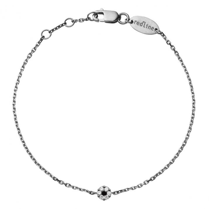 Chain bracelet with black diamonds and a white diamond in black gold cluster style setting - Redline
