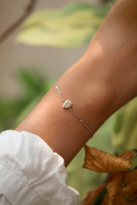 Opal and diamonds chain bracelet in white gold prong setting - Redline - 0++