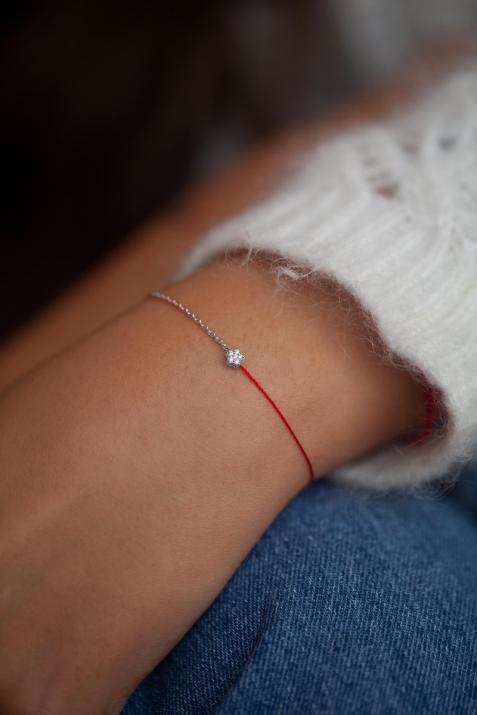 String and chain bracelet with 0.05ct diamonds on a star in white gold - Redline - 0++