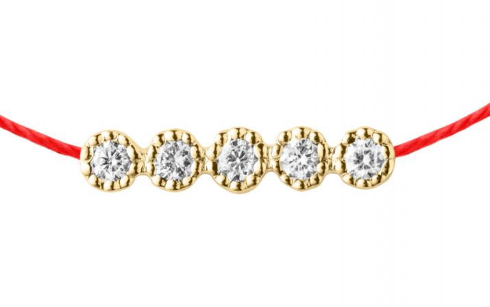 Pulsera en hilo con 0.7ct de diamantes en base de oro amarillo - Redline - 0++