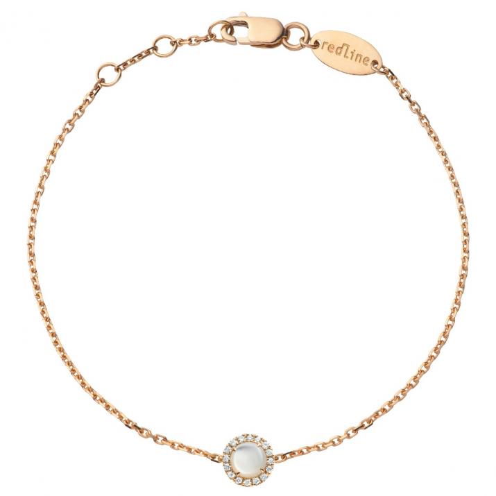 Mother-of-pearl and diamonds chain bracelet in rose gold prong setting - Redline