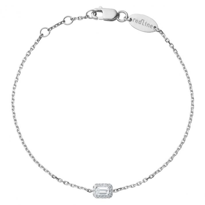 Chain bracelet with emerald-cut diamond in white gold prong setting - Redline - 0++