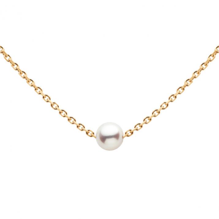 Rose gold clasp chain necklace with Akoya pearls - Redline - 0++