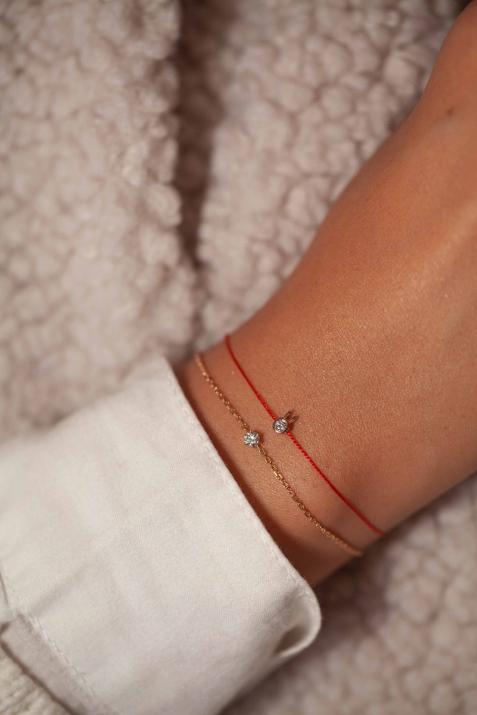 Pulsera Mini Pure Rabbit con hilo y diamantes engastados en oro amarillo conejo - Redline - 0++