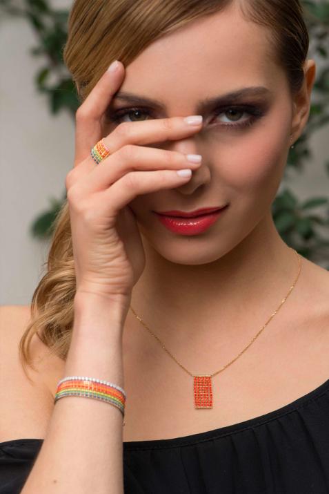 Square shape yellow gold chain necklace - Redline - 0++