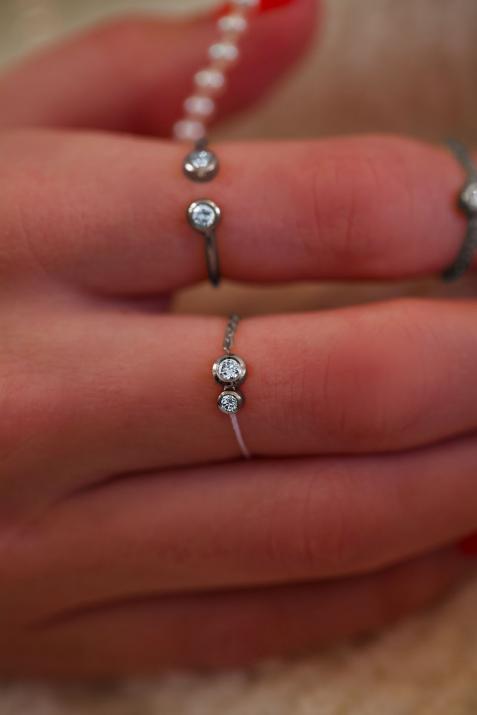 Collar en hilo y cadena con diamante negro de 0.15ct en oro negro - Redline - 0++