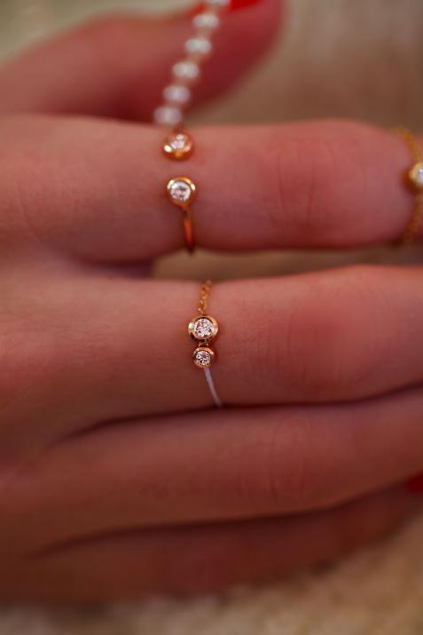 Collar en hilo y cadena con diamante negro de 0.15ct en oro rosa - Redline - 0++