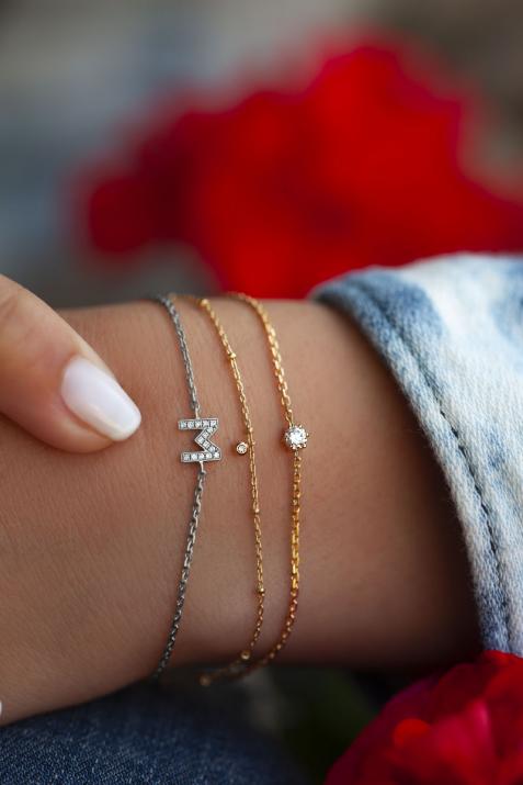 Pulsera Redline Diamante Alfabeto Cadena en Oro Blanco - Redline - 0++