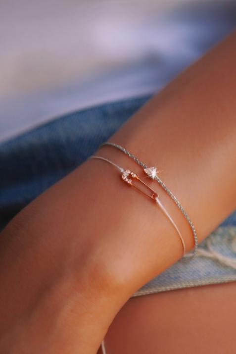 Pulsera en cadena con diamante de 0.10ct en base de oro blanco - Redline - 0++