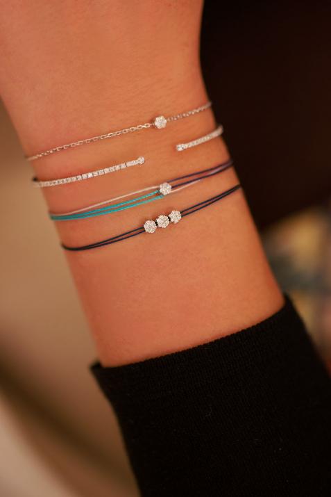 Pulsera multihilos con 3 diamantes 0.30ct en oro blanco - Redline - 0++