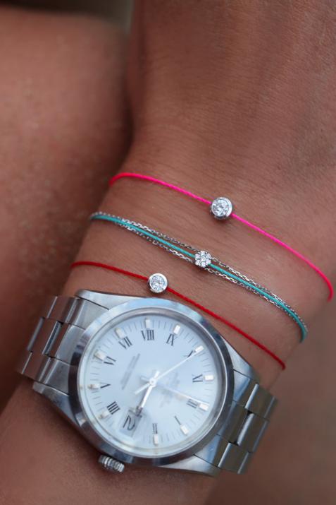 Pulsera hilo para mujer con diamante de 0.05ct en oro blanco  - Redline - 0++