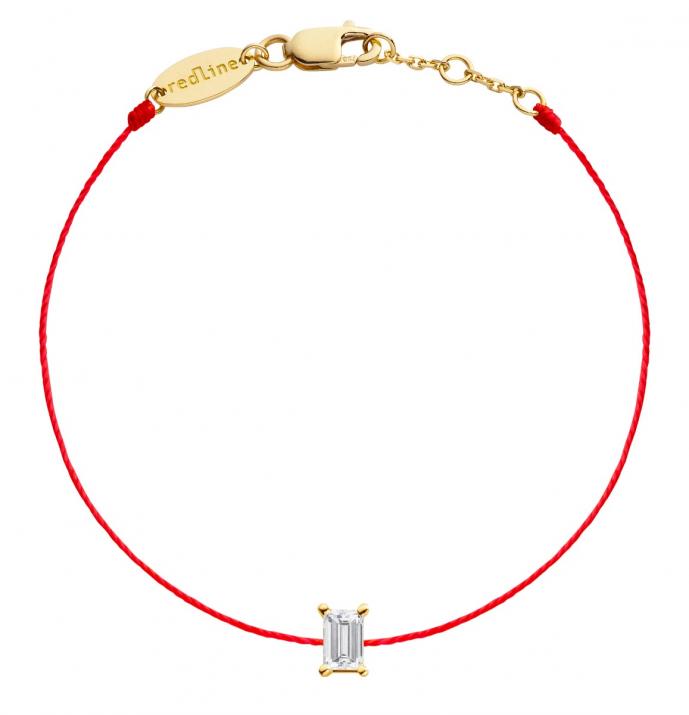 Pulsera en hilo con diamante  baguette de 0.10ct en base de oro amarillo - Redline - 0++