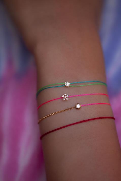 String bracelet with diamonds on a star in white gold - Redline - 0++