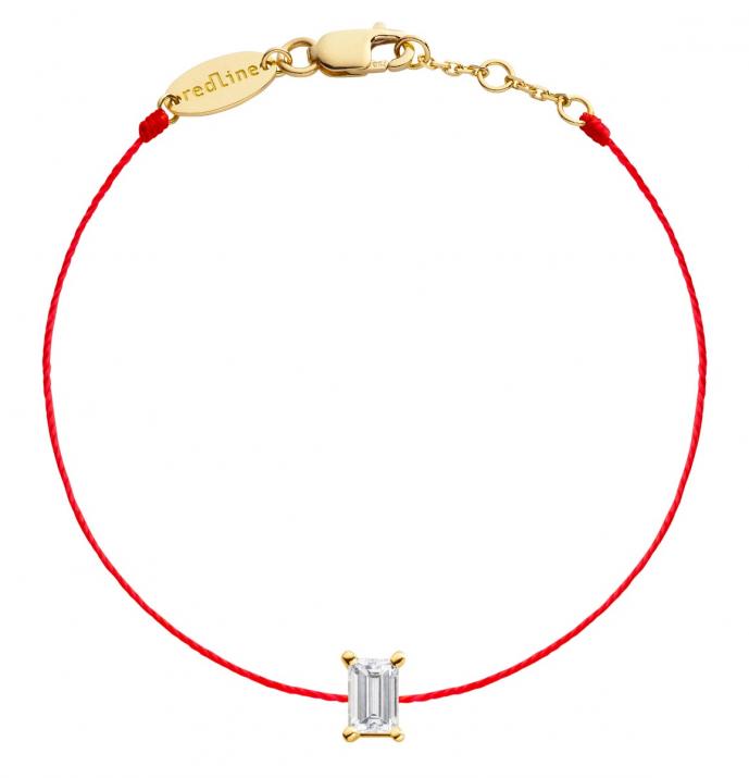 Pulsera en hilo con diamante baguette de 0.20ct en base de oro amarillo - Redline - 0++