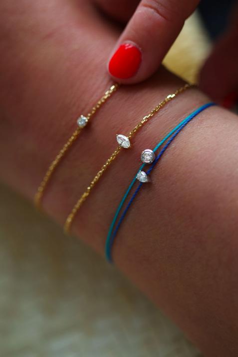 Pulsera en cadena con diamante corte marquesa de 0.10ct en base de oro amarillo - Redline - 0++