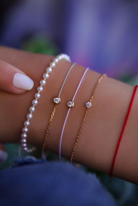 Pulsera de perlas con cierre en oro blanco - Redline - 0++