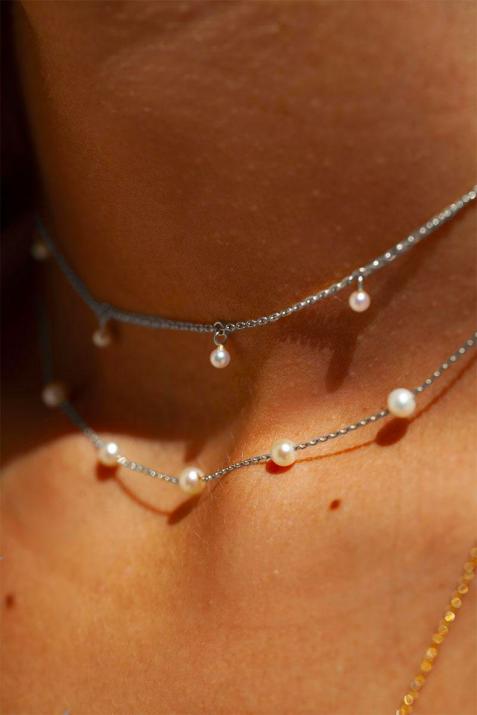 Collar en cadena Milakoya 5 perlas Redline en Oro Blanco - Redline - 0++