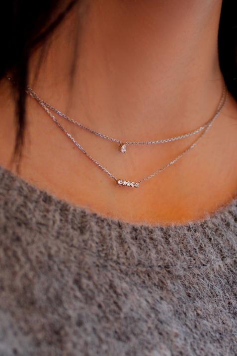 Collar en cadena con 0.7ct de diamantes en base de oro blanco - Redline - 0++