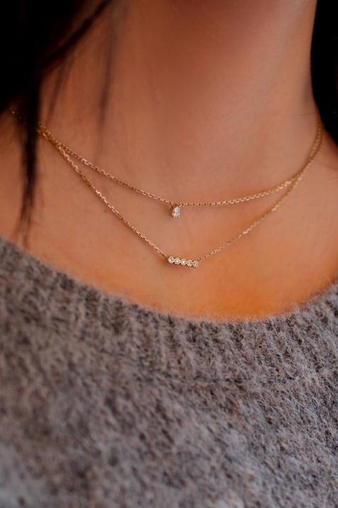 Collar en cadena con 0.7ct de diamantes en base de oro rosa - Redline - 0++