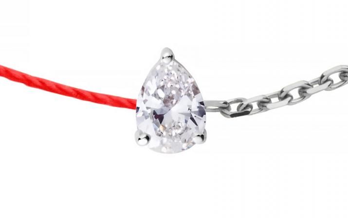 Pulsera en hilo y cadena con diamante de 0.10ct en base de oro blanco - Redline - 0++