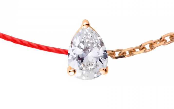 Pulsera en hilo y cadena con diamante de 0.20ct en base de oro rosa - Redline - 0++