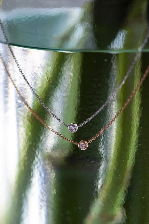 Collar cadena con diamante de 0.10ct en oro negro - Redline - 0++