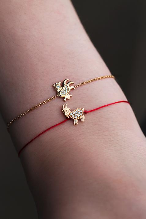 Rose gold chain bracelet with diamond-paved rooster - Redline - 0++