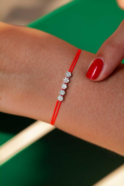 Pulsera multihilos para mujer con diamante de 0.5ct en oro blanco  - Redline - 0++