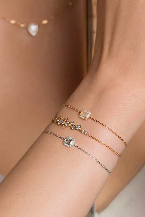 Chain bracelet with 0.65ct diamonds in yellow gold bezel setting - Redline - 0++