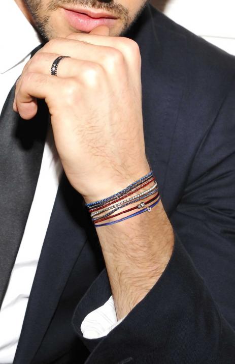 Pulsera multihilos para hombre con diamante de 0.15ct en base de oro amarillo - Redline - 0++