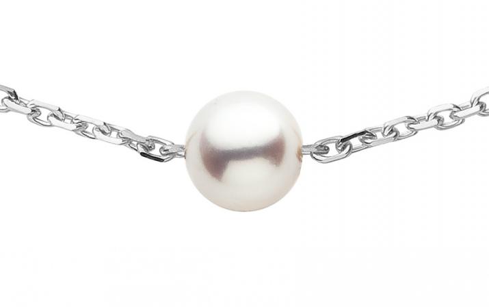 White gold chain bracelet with Akoya pearls - Redline - 0++