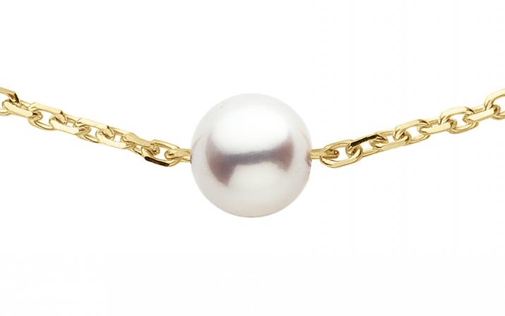 Yellow gold chain bracelet with Akoya pearls - Redline - 0++