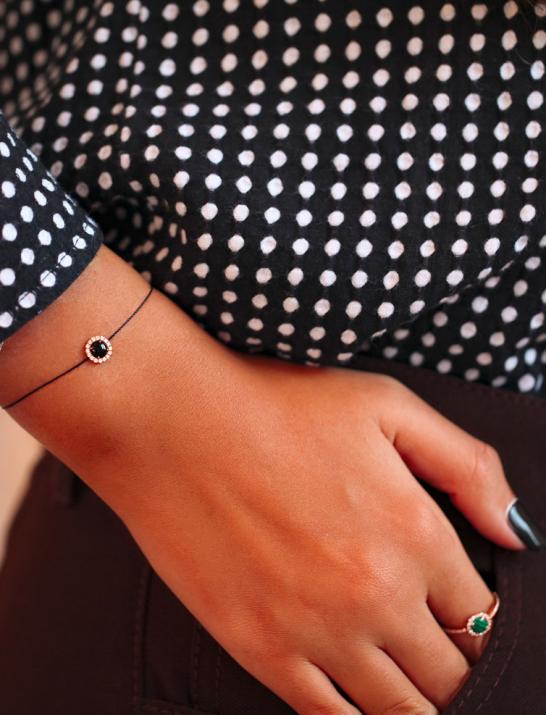 Pulsera De Ónice De Reine Oro Blanco - Redline - 0++