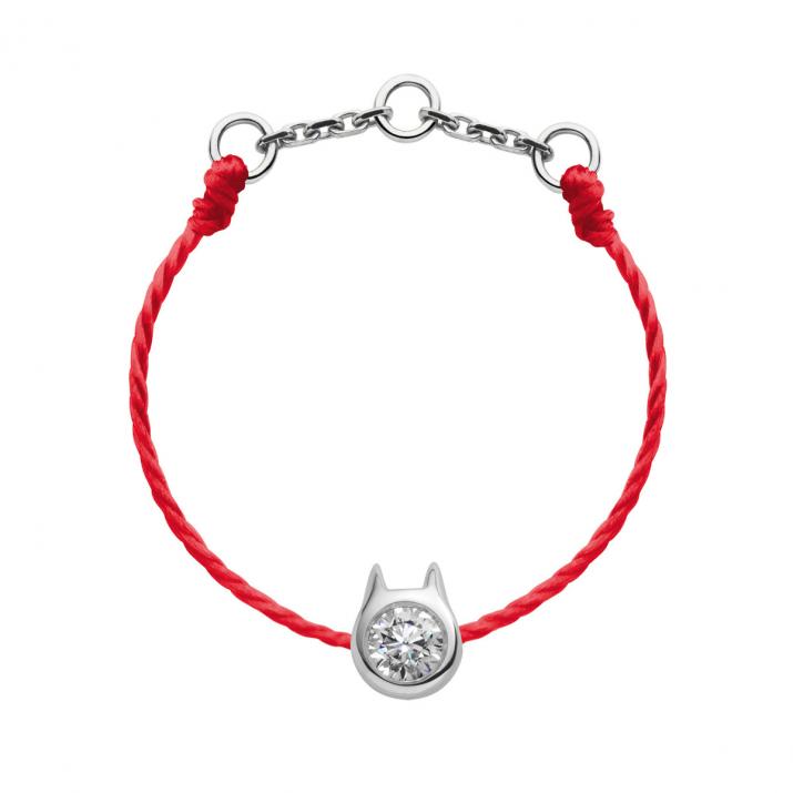 Anillo de alambre de oro blanco Mini Pure Cat - Redline - 0++