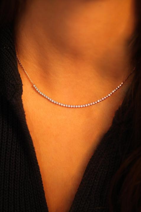 Collar en cadena con 0.84ct de diamantes en oro rosa - Redline - 0++