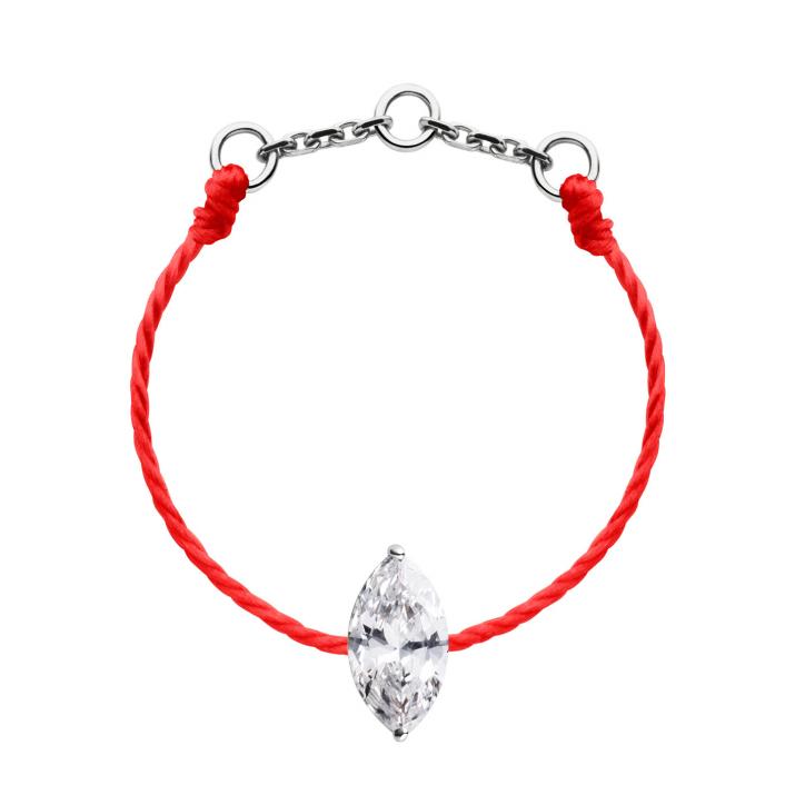 Anillo en hilo con diamante corte marquesa de 0.20ct en base de oro blanco - Redline - 0++