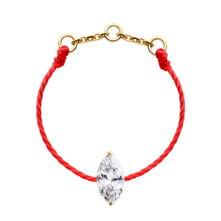 Anillo en hilo con diamante corte marquesa de 0.20ct en base de oro amarillo - Redline - 0++