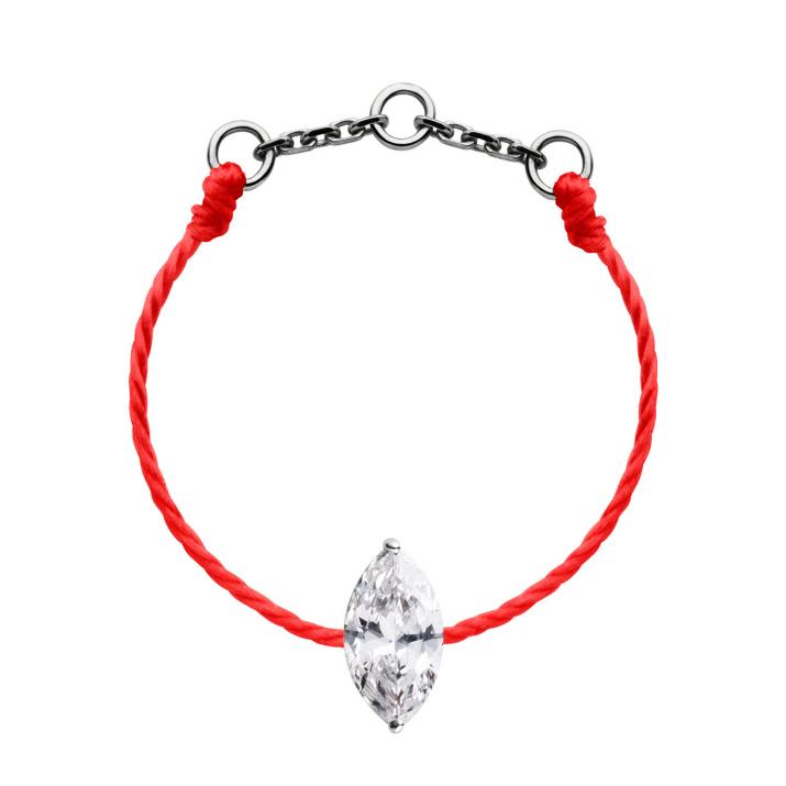 Anillo en hilo con diamante corte marquesa de 0.20ct en base de oro negro - Redline - 0++