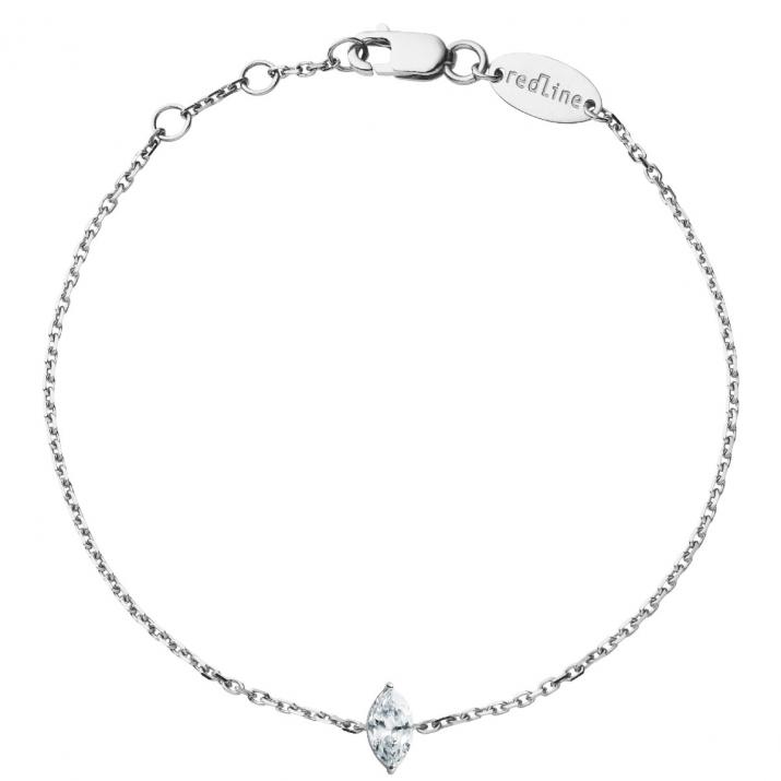 Pulsera en cadena con diamante corte marquesa de 0.20ct en base de oro blanco - Redline - 0++