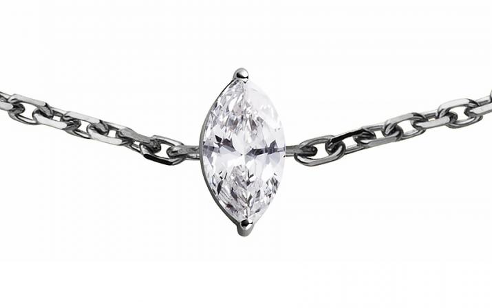 Pulsera en cadena con diamante corte marquesa de 0.20ct en base de oro negro - Redline - 0++